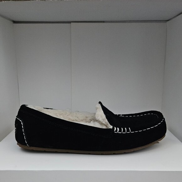 Koolaburra by UGG Moccasin Slippers Womens 7 Black Suede Lezy Faux Fur - Picture 5 of 7